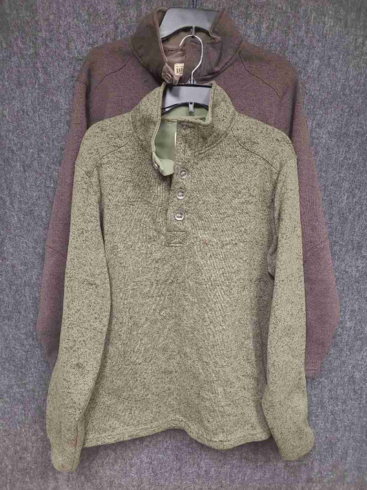 RedHead Men's Sweater Fleece Button Pullovers Lot of 2 Green Brown Sz M