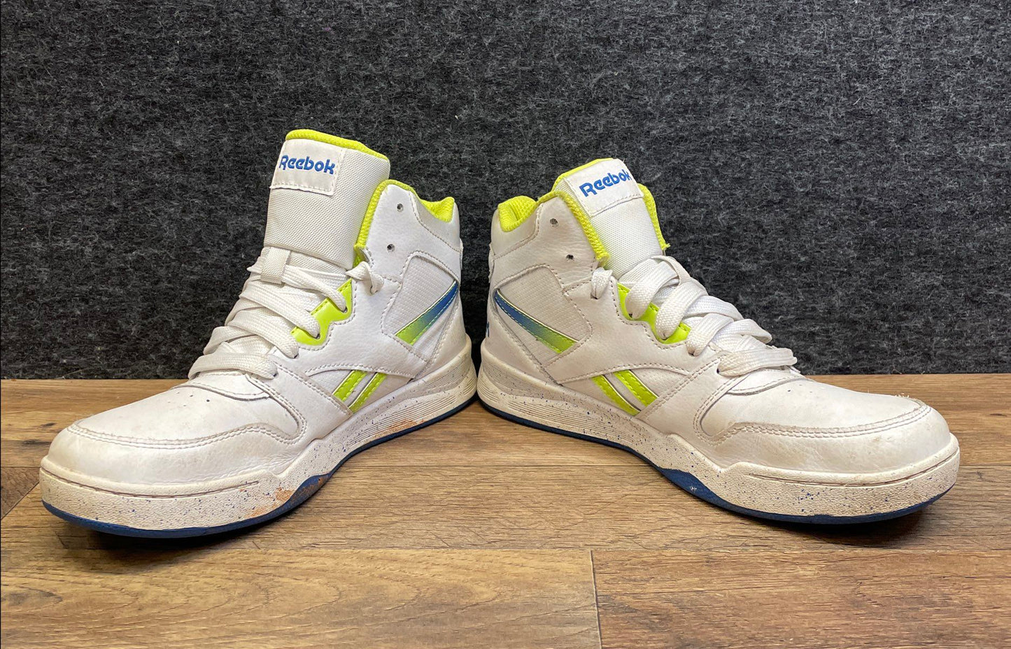 Reebok BB4500 Hi 2 White Neon Lime Blue High Top Sneakers Women's Size 5