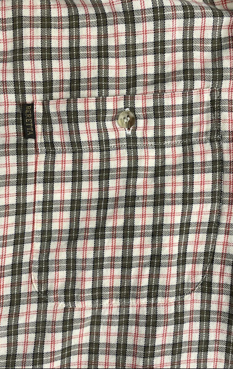 Beretta Men's Red Plaid Button Down Shirt Long Sleeve Cotton Sz XL