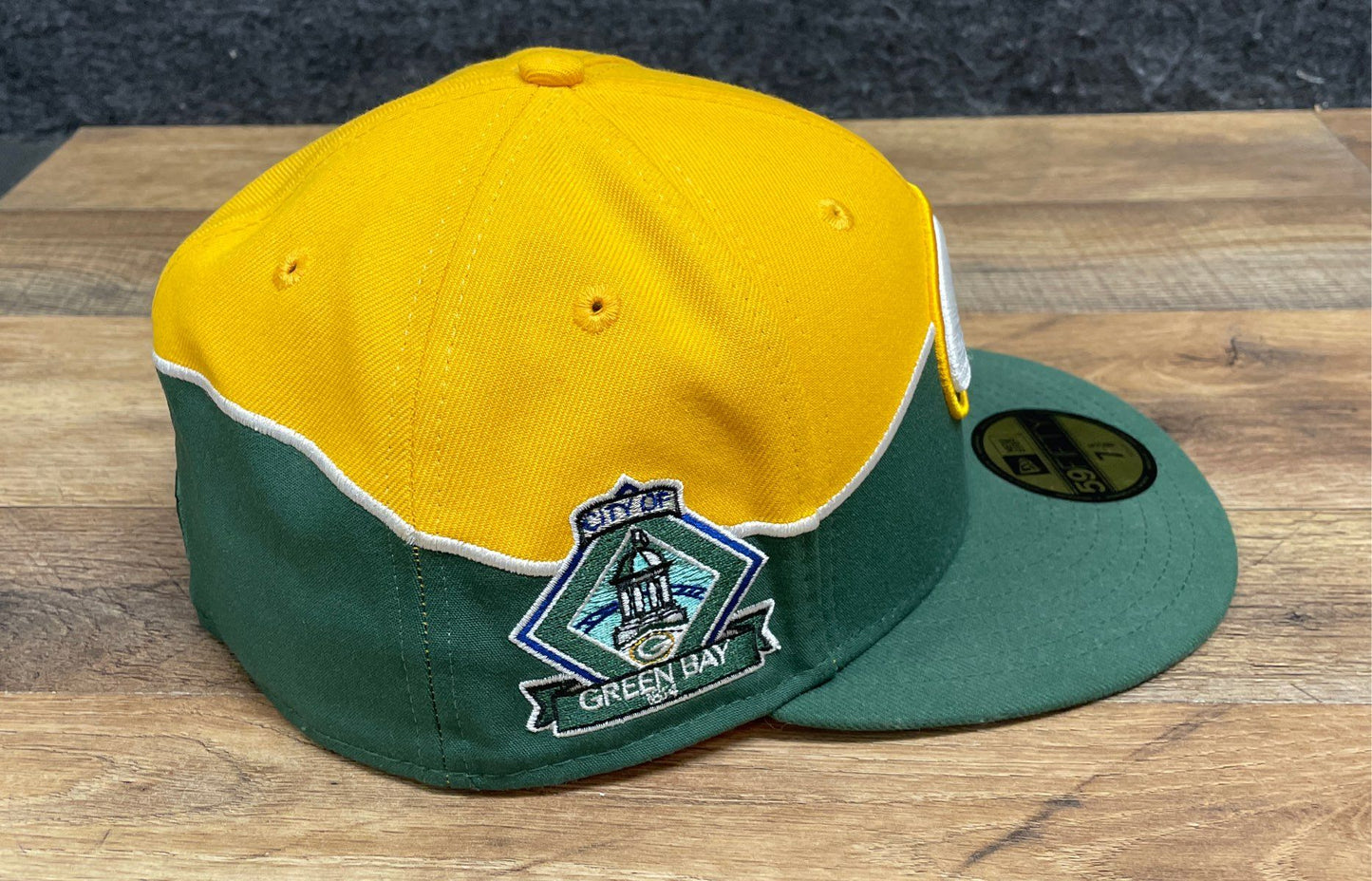 New Era Men's Green Bay Packers Green Yellow 59FIFTY NFL 100 Hat Sz 7 5/8