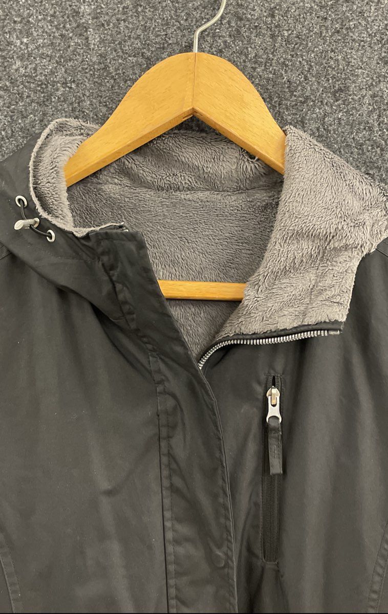 Free Country Women's Black Fleece Lined Hooded Zip Up Jacket Parka Drawstring