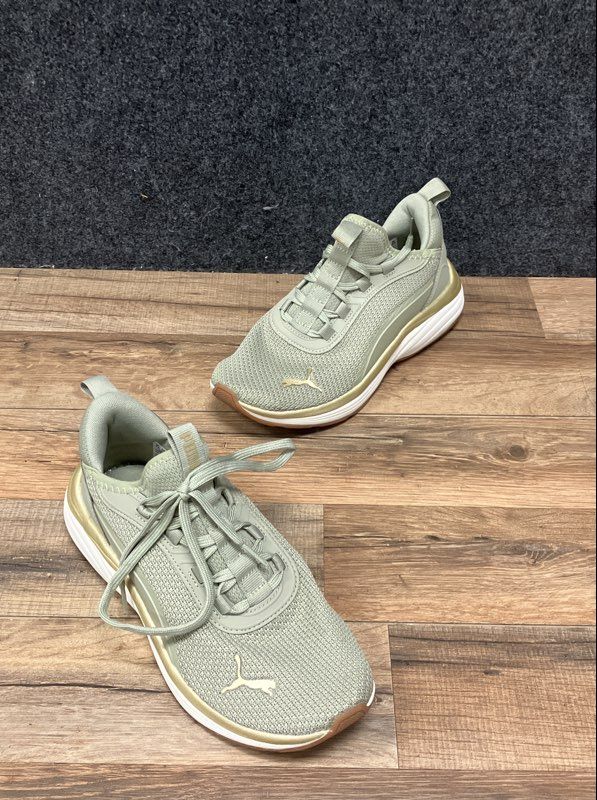 Puma Luxe Femme Softride Sage Green Gold Women's Running Shoes Size 7