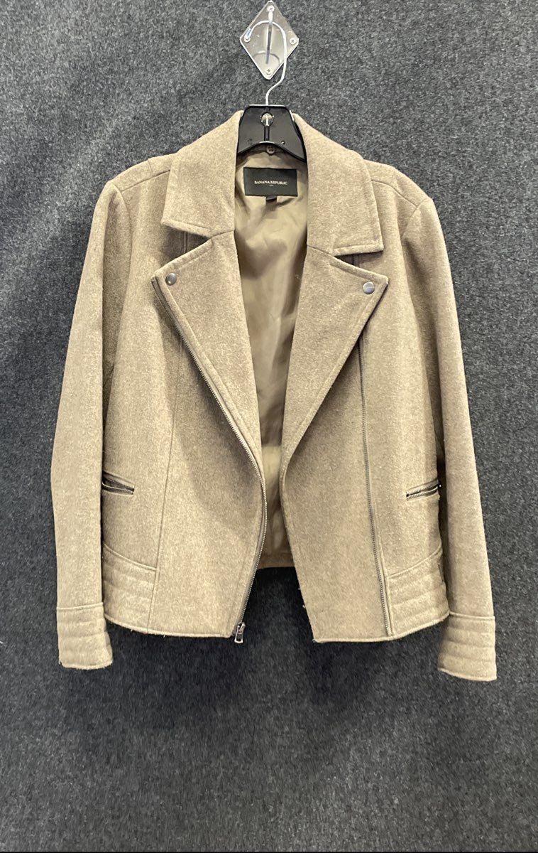 Banana Republic Women's Brown Asymmetrical Zip Biker Moto Jacket Sz S