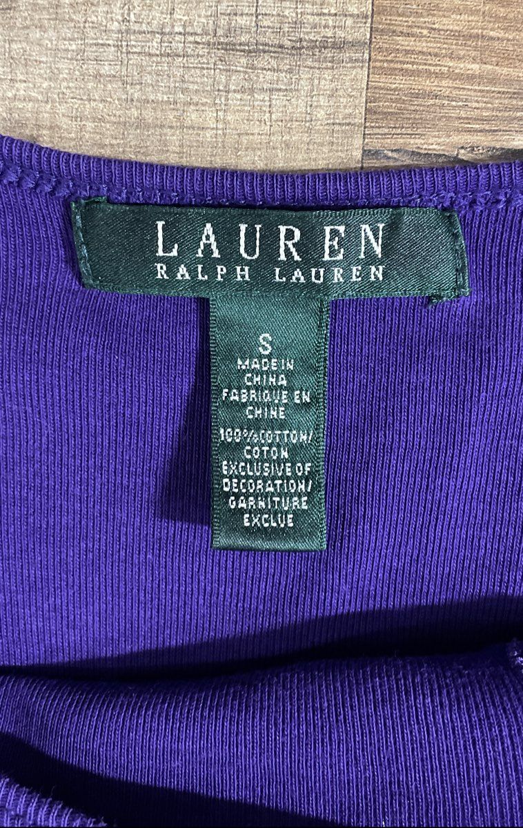 Lauren Ralph Lauren Women's Purple Beaded Equestrian Bit Graphic T-Shirt Sz S