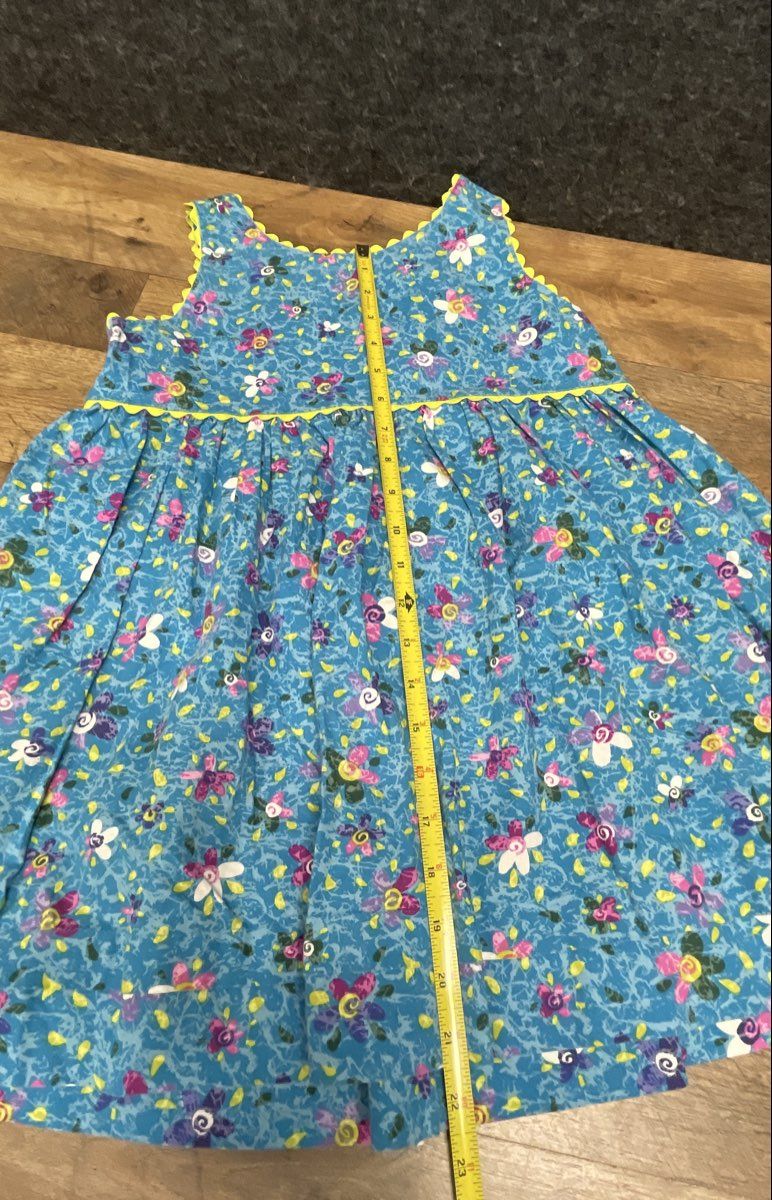 Girls Minnie Mouse Red Polka Dot Dress & Blue Floral Ric Rac Trim Dress Lot