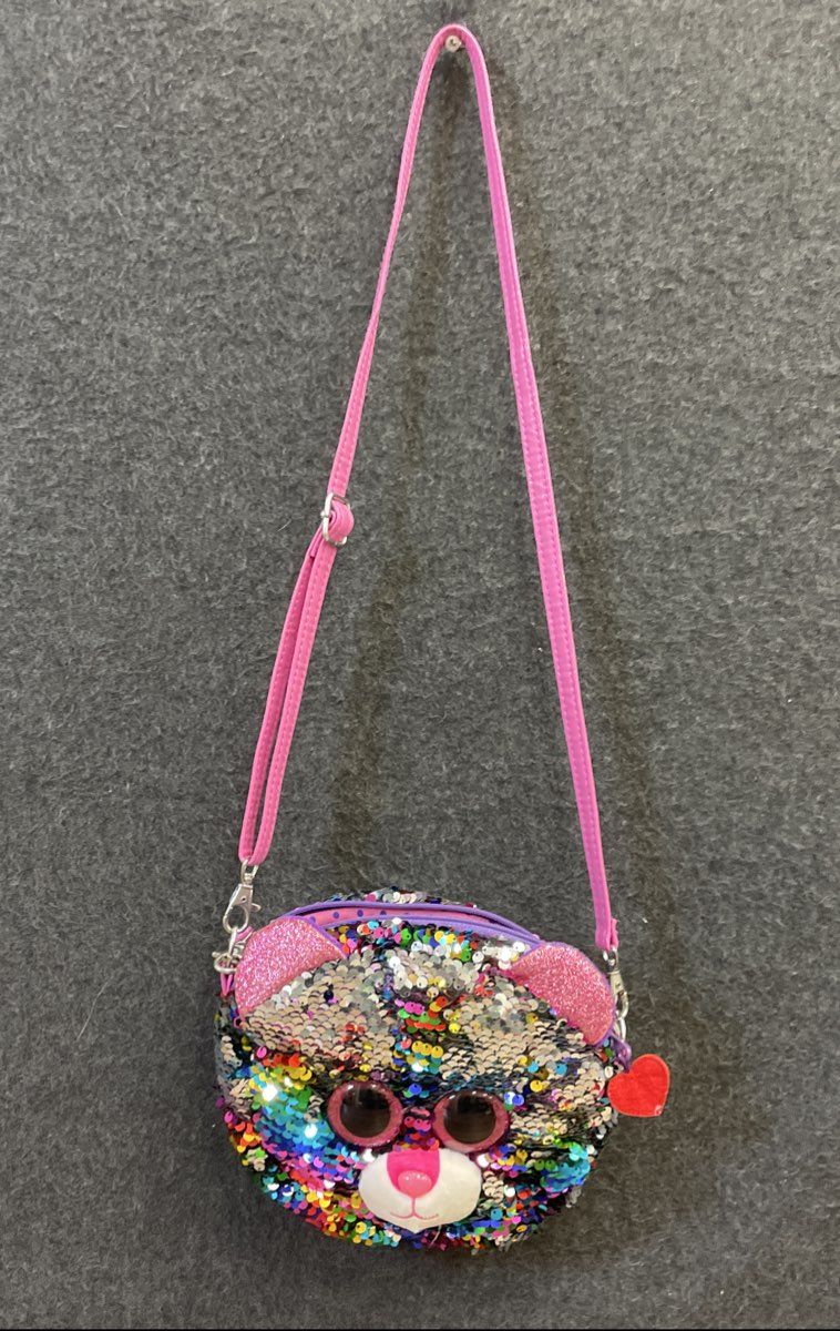 Poochie & Co Ty Beanie Boo Kids Plush Purse Lot of 2 Sequin Dog Cat Crossbody