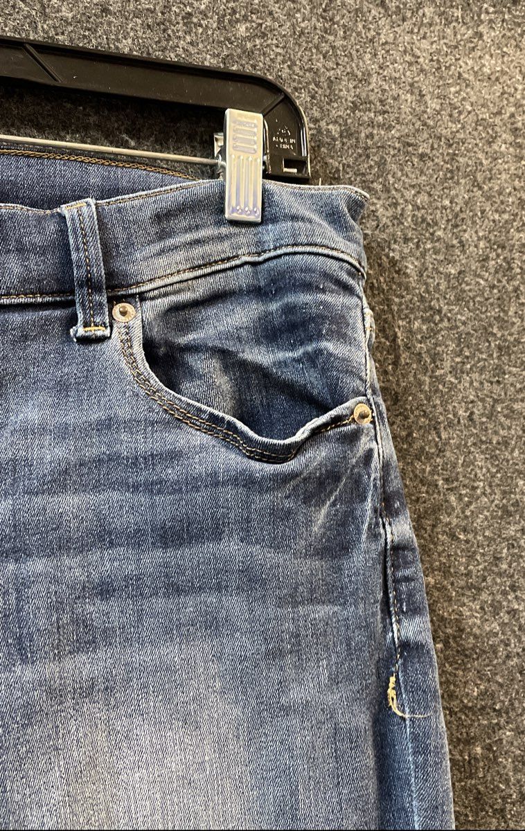 Express Women's Blue Medium Wash Whiskered Skinny Jeans Sz 10S