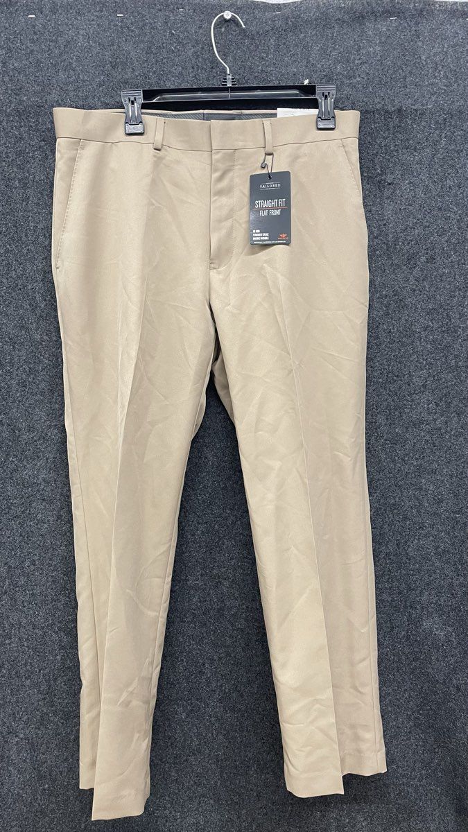 Dockers Men's Straight Fit Flat Front Tailored Dress Pants Khaki NWT 34x30