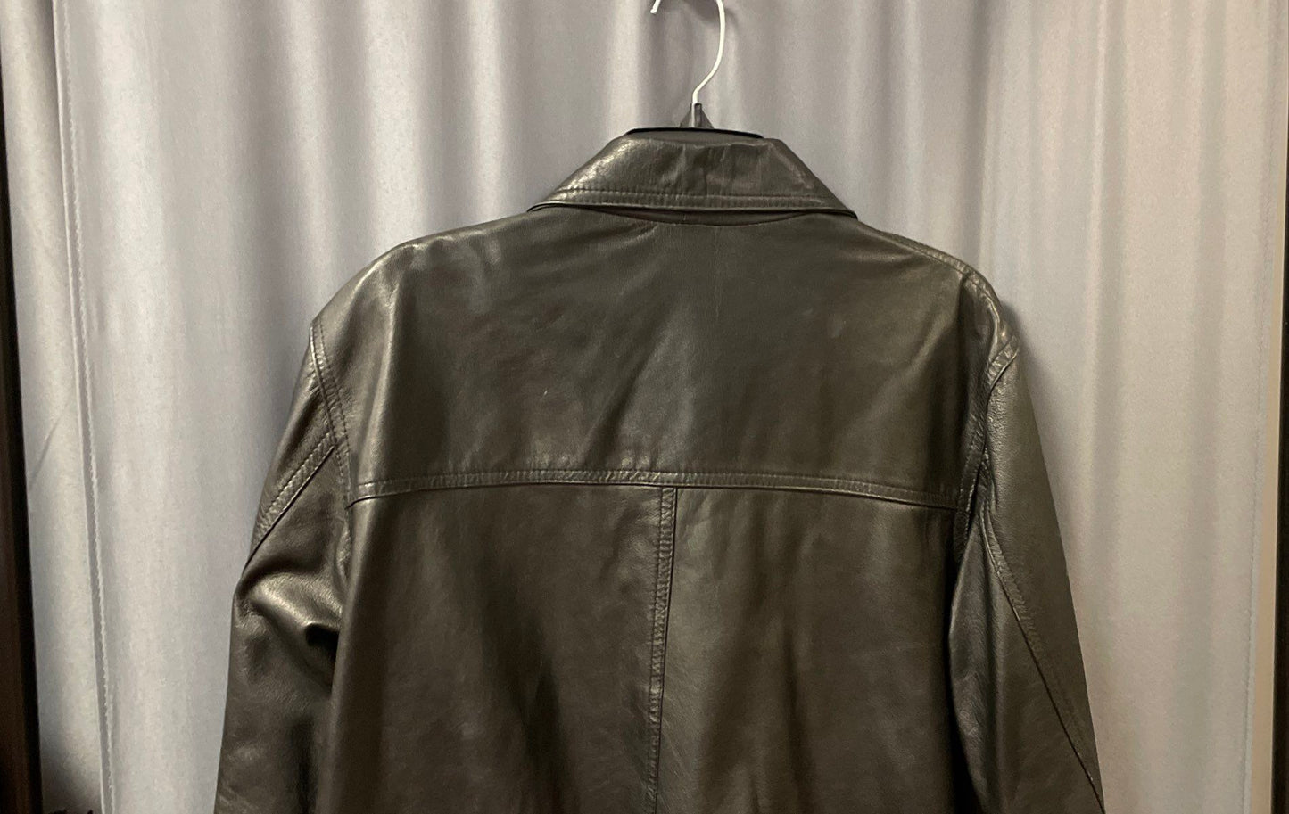 Vera Pelle Men's Black Leather Car Coat Made in Italy Button Front Sz S