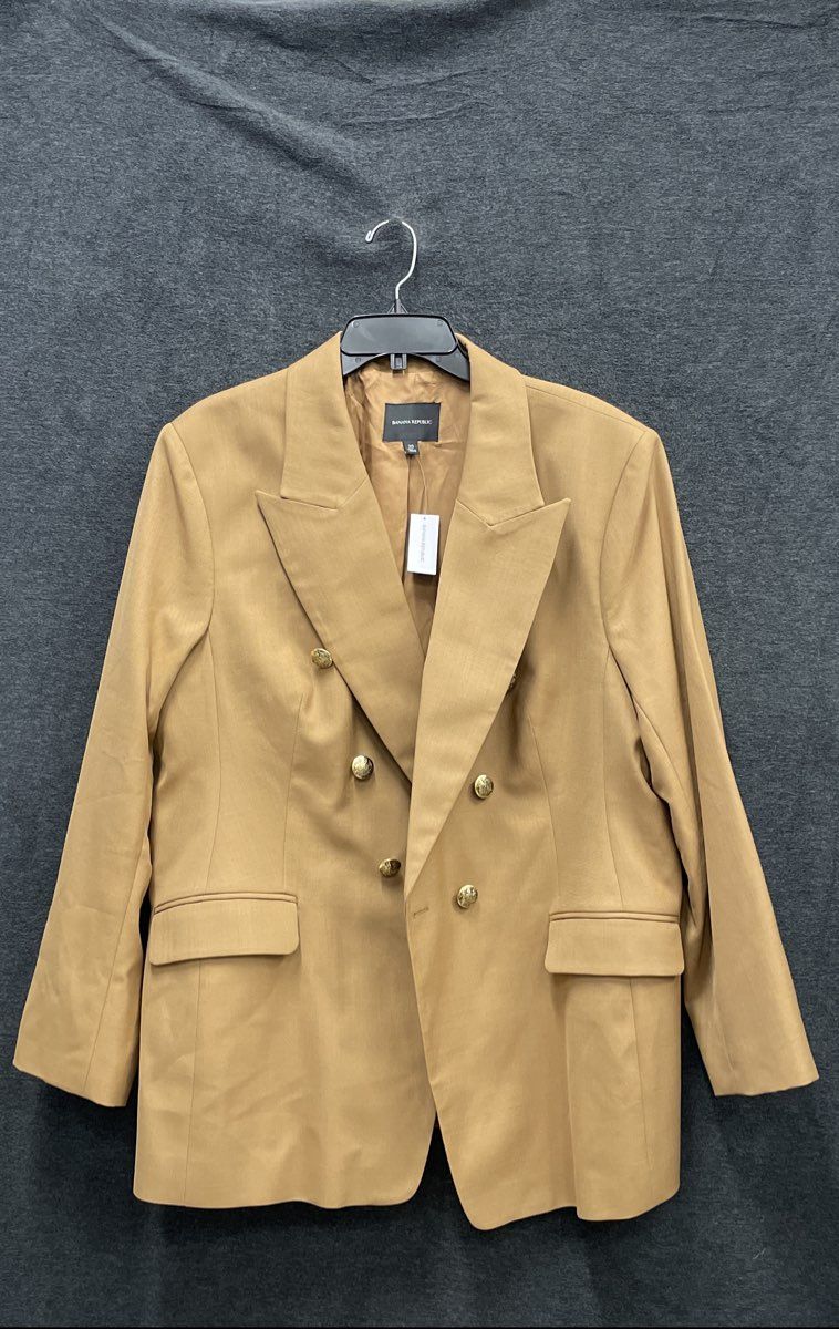 Banana Republic Women's Camel Tan Wool Double Breasted Blazer Crest Sz 20 NWT