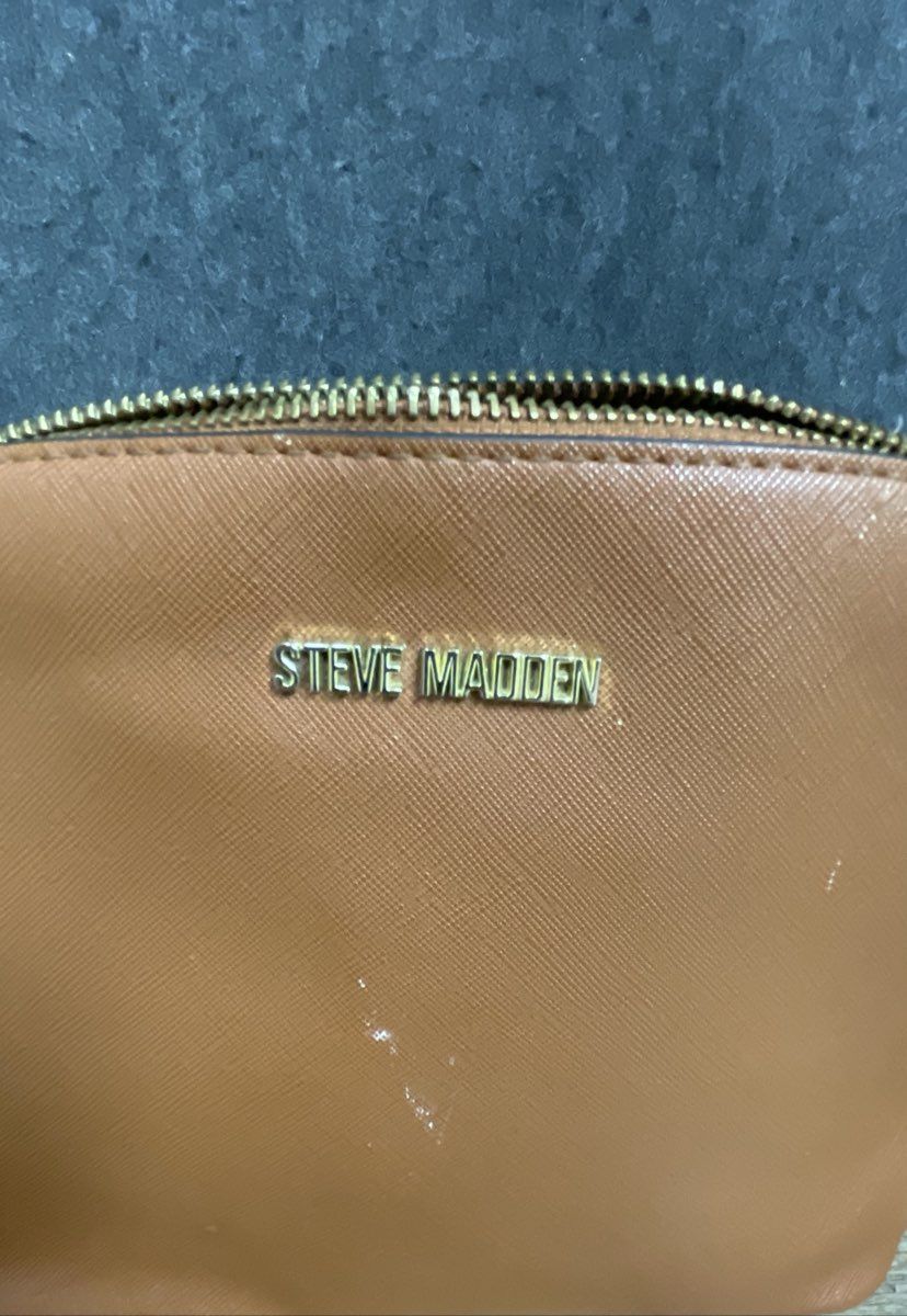 Steve Madden Brown Saffiano Dome Crossbody Bag Gold Hardware
