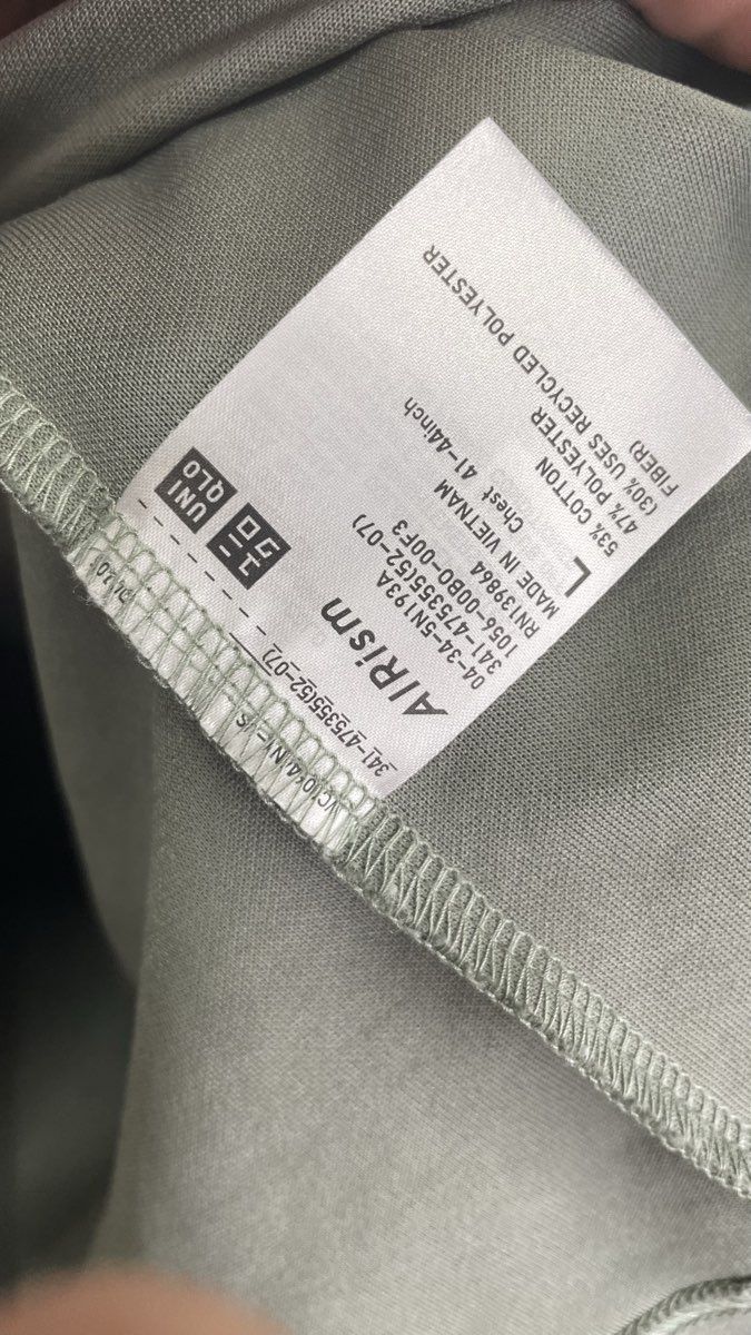 Uniqlo U Men's Sage Green AIRism Cotton Oversized Half Sleeve T-Shirt Size L