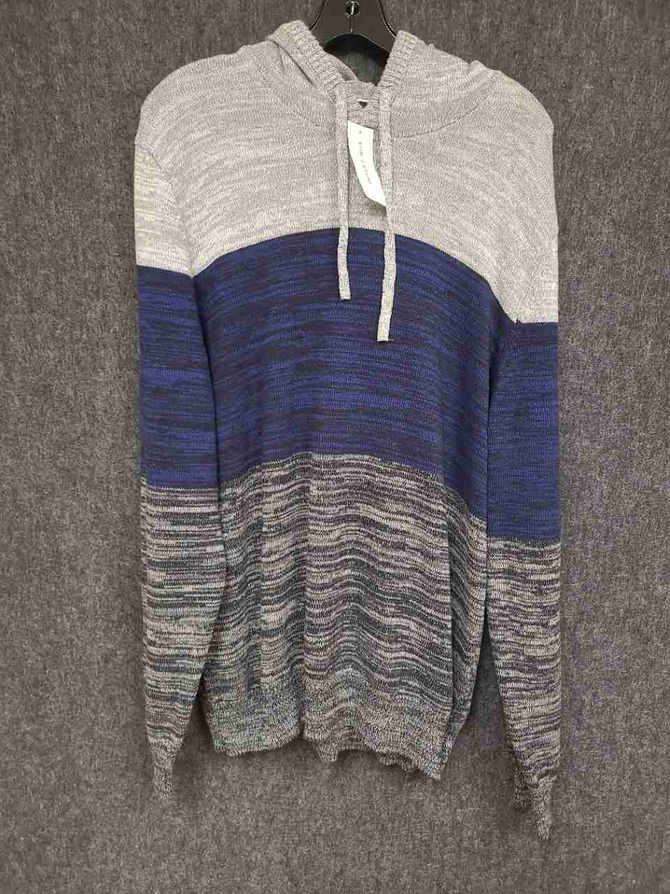 Sun + Stone Men's Sweater Hoodie Gray Blue Colorblock Marled Cotton Sz XL NWT