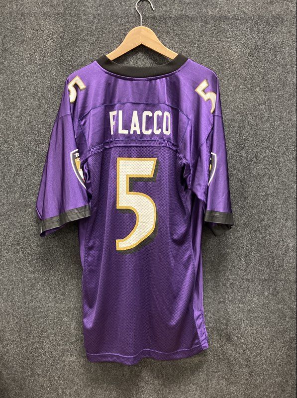 Reebok Men's Baltimore Ravens Joe Flacco #5 NFL Equipment Purple Jersey Size M