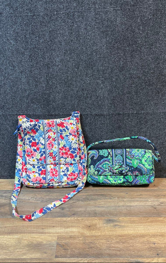 Vera Bradley Quilted Cotton Handbag Crossbody Floral Paisley Lot of 2
