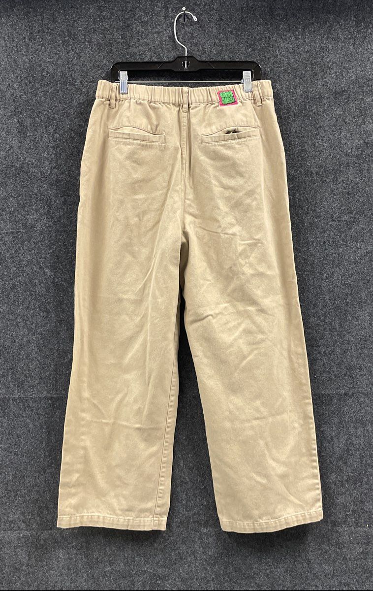 Empyre Women's Tori Tan Khaki Wide Leg Pleated Cotton Pants Size L