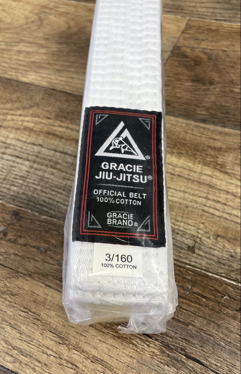 Gracie Jiu-Jitsu White Belt Lot 4 Belts Sizes 0 1 3 4 100% Cotton New