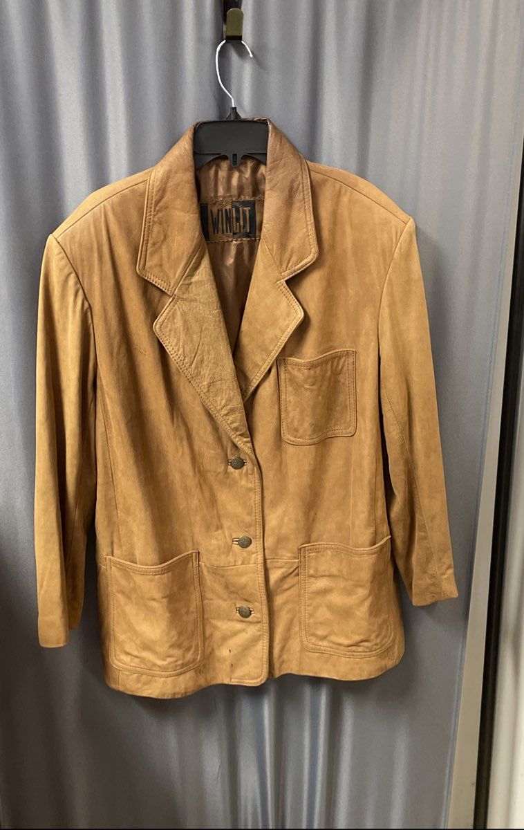 Vintage 90s Winlit Men's Brown Suede Leather Blazer Coat Patch Pockets Size L