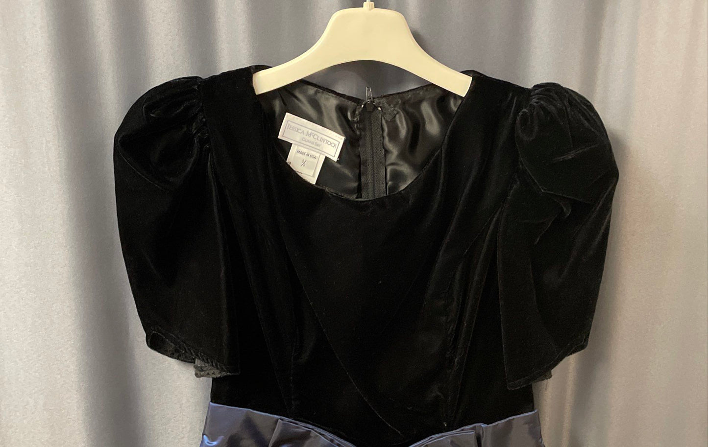Vintage 80s Jessica McClintock Gunne Sax Women's Velvet Metallic Dress Sz 5/6