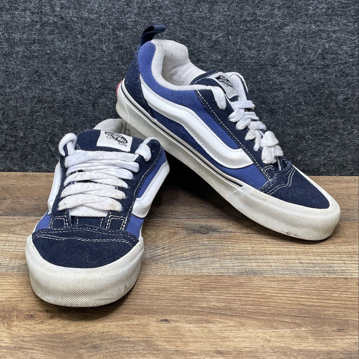 Vans Knu Skool Navy Blue White Suede Chunky Skate Shoes Men's 6.5 Women's 8