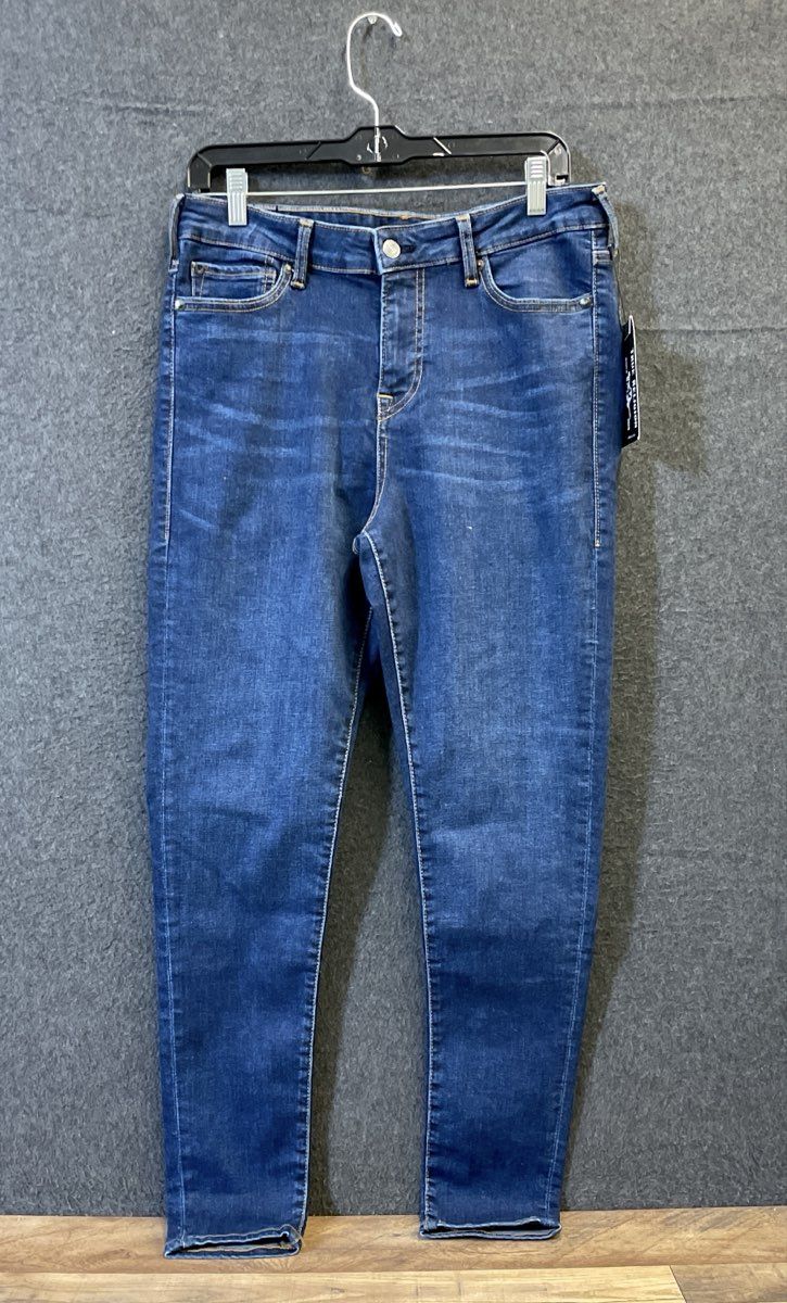 True Religion Women's Jennie Curvy Mid Rise Skinny Dark Wash Jeans NWT 32