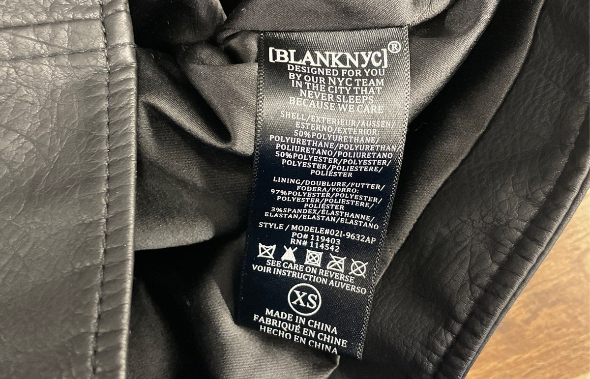 [BLANKNYC] Women's Black Vegan Leather Moto Jacket Asymmetrical Zip NWT Sz XS