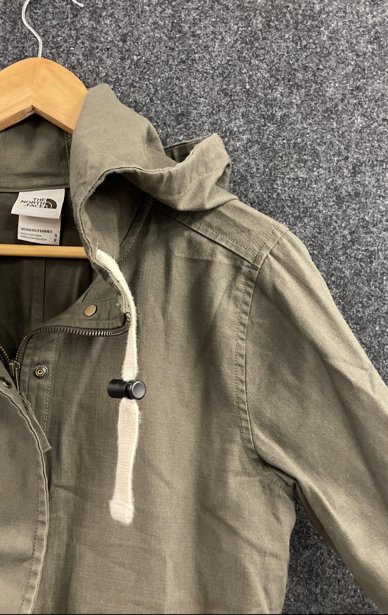The North Face Women's Olive Green Hooded Full Zip Utility Canvas Jacket Sz S