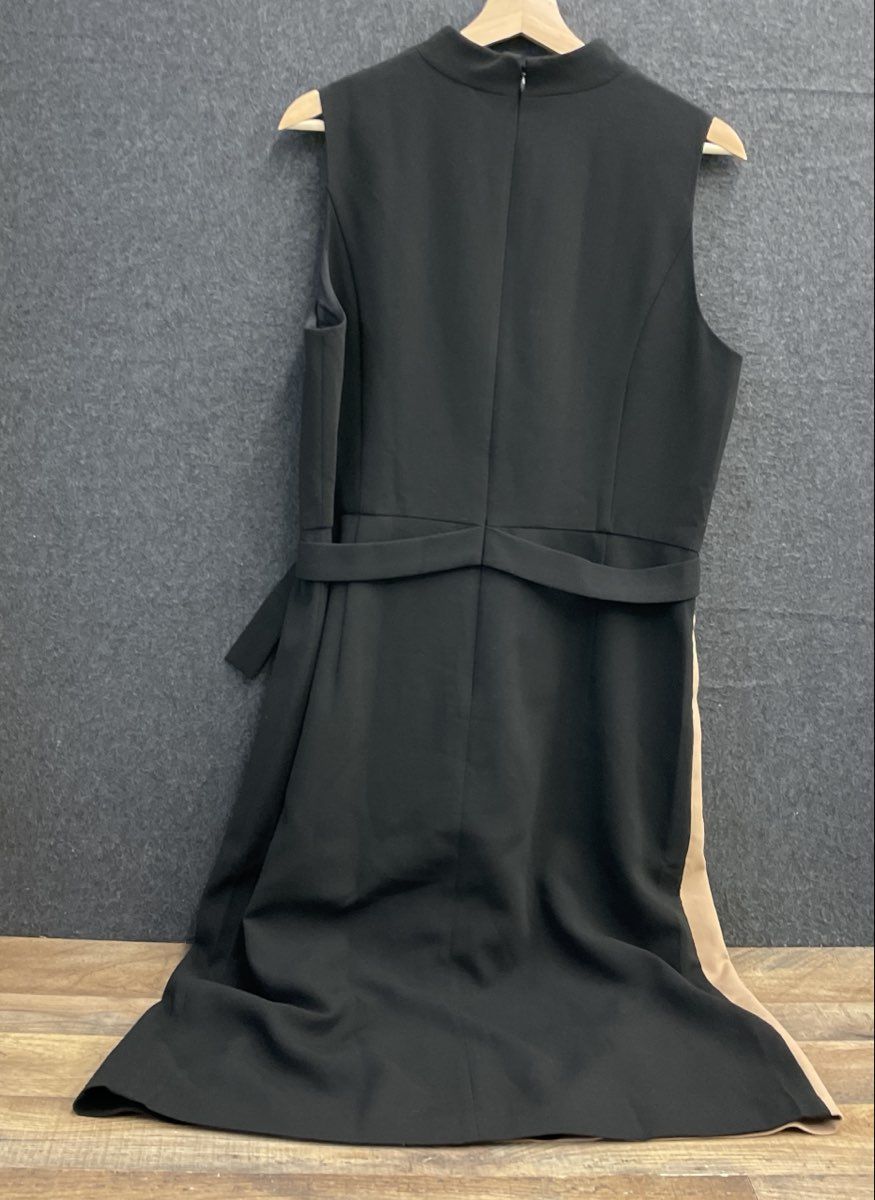 White House Black Market Women's Tan Black Colorblock Sheath Dress Sz 14