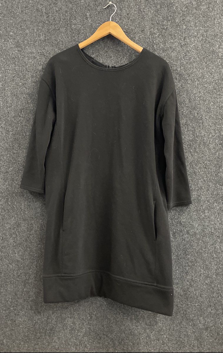 Athleta Women's Black Cozier Full Back Zip Fleece Lined Pocket Dress Sz M