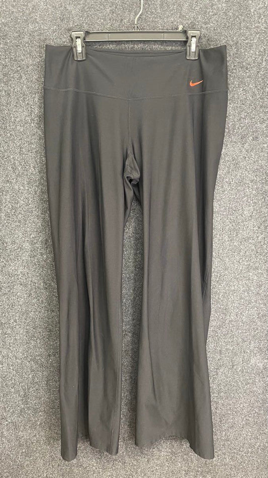 Nike Women's Dri-FIT Yoga Pants Black Orange Flare Leg Performance Sz L