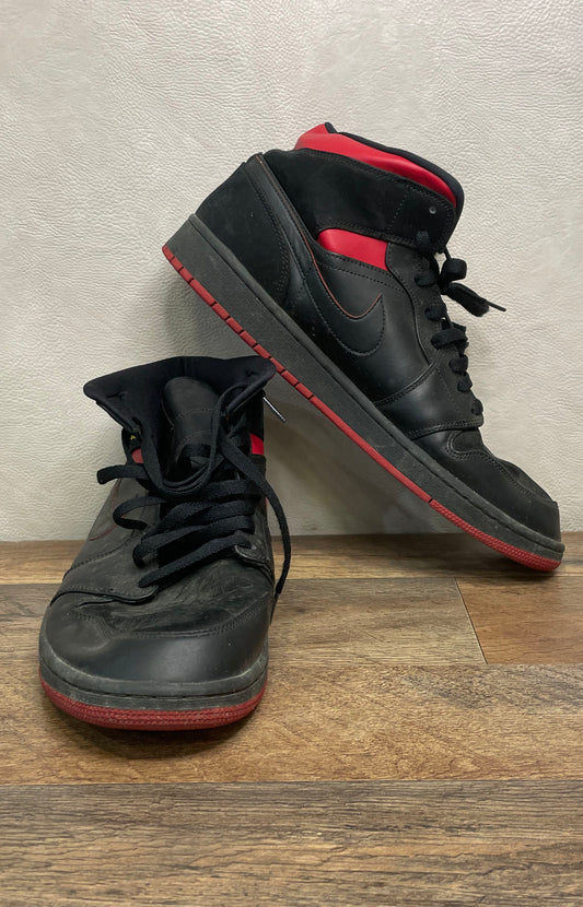Nike Air Jordan 1 Mid Black University Red Sneakers Size 13