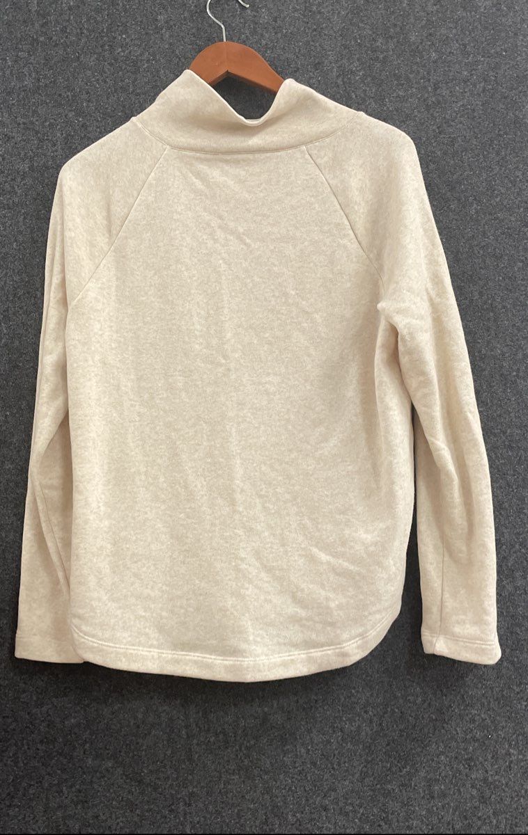 J.Crew Women's Oatmeal Heathered Funnel Neck Side Button Sweatshirt Sz M