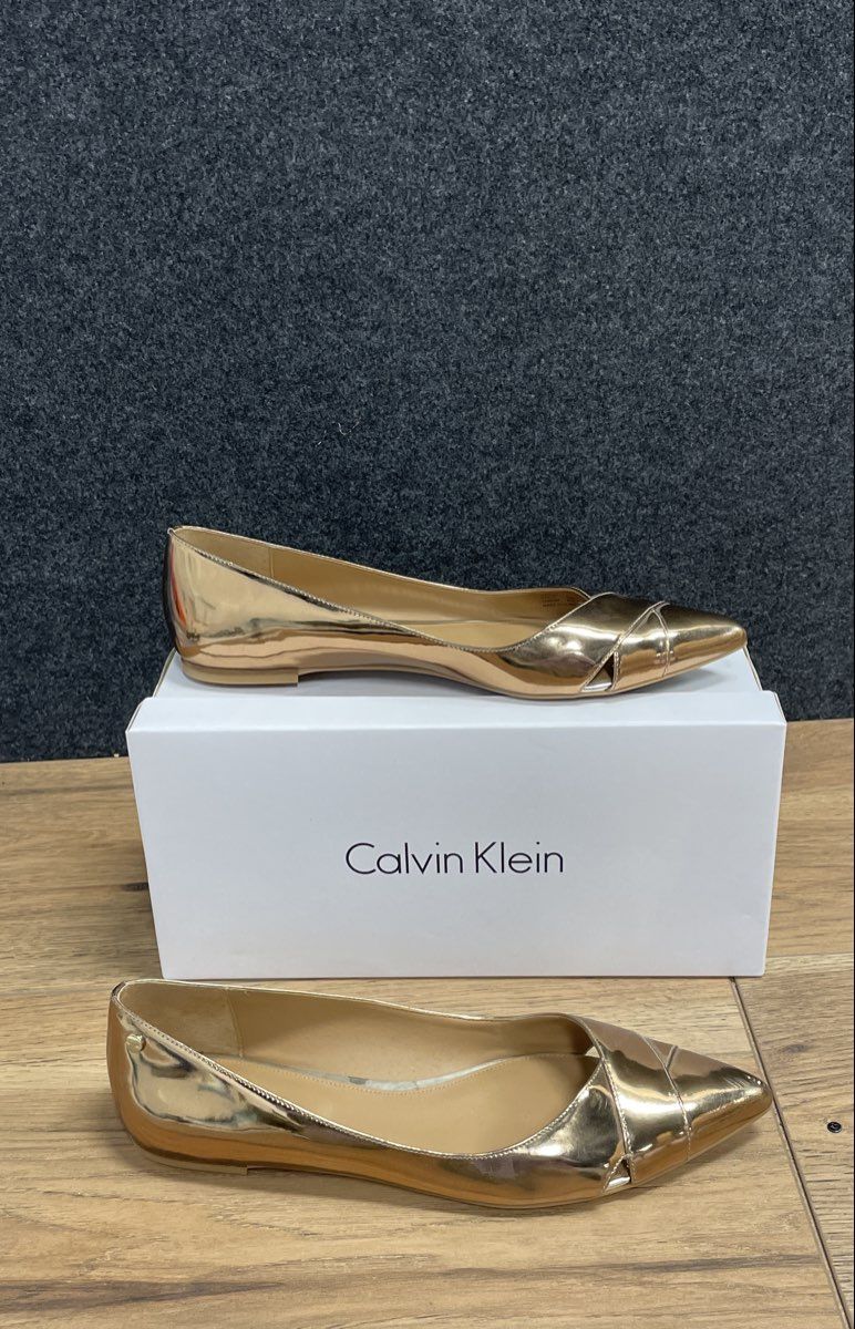 Calvin Klein Gailia Rose Gold Metallic Pointed Toe Flat Shoes Size 10M