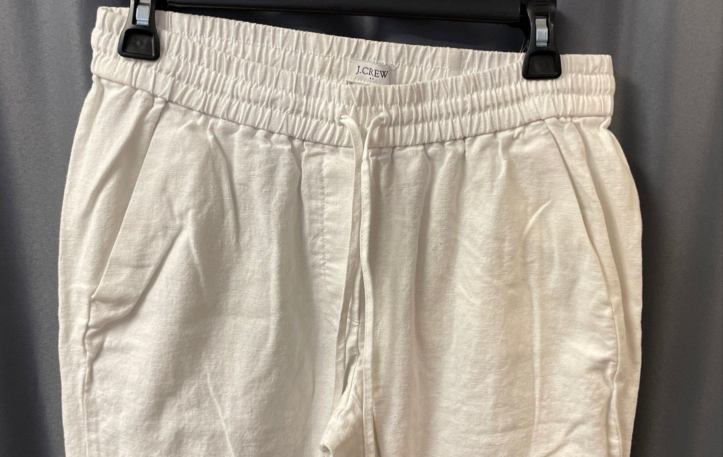 J. Crew Women's White Seaside Pants Linen Cotton Drawstring Tapered Leg Sz 4