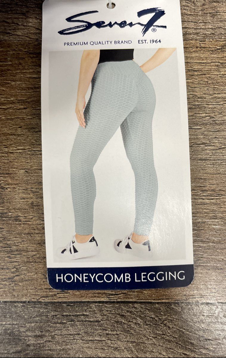 Seven7 Women's Honeycomb Leggings Blue Forget Me Not Scrunch Butt Textured NWT L