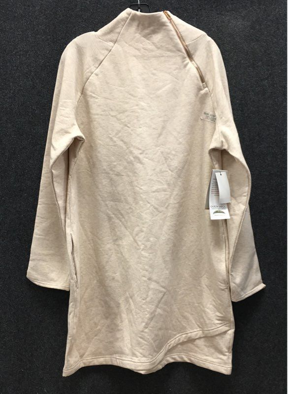 Earth Yoga Women's Cream Organic Cotton Fleece Tunic Dress Asym Zip Sz XXL NWT