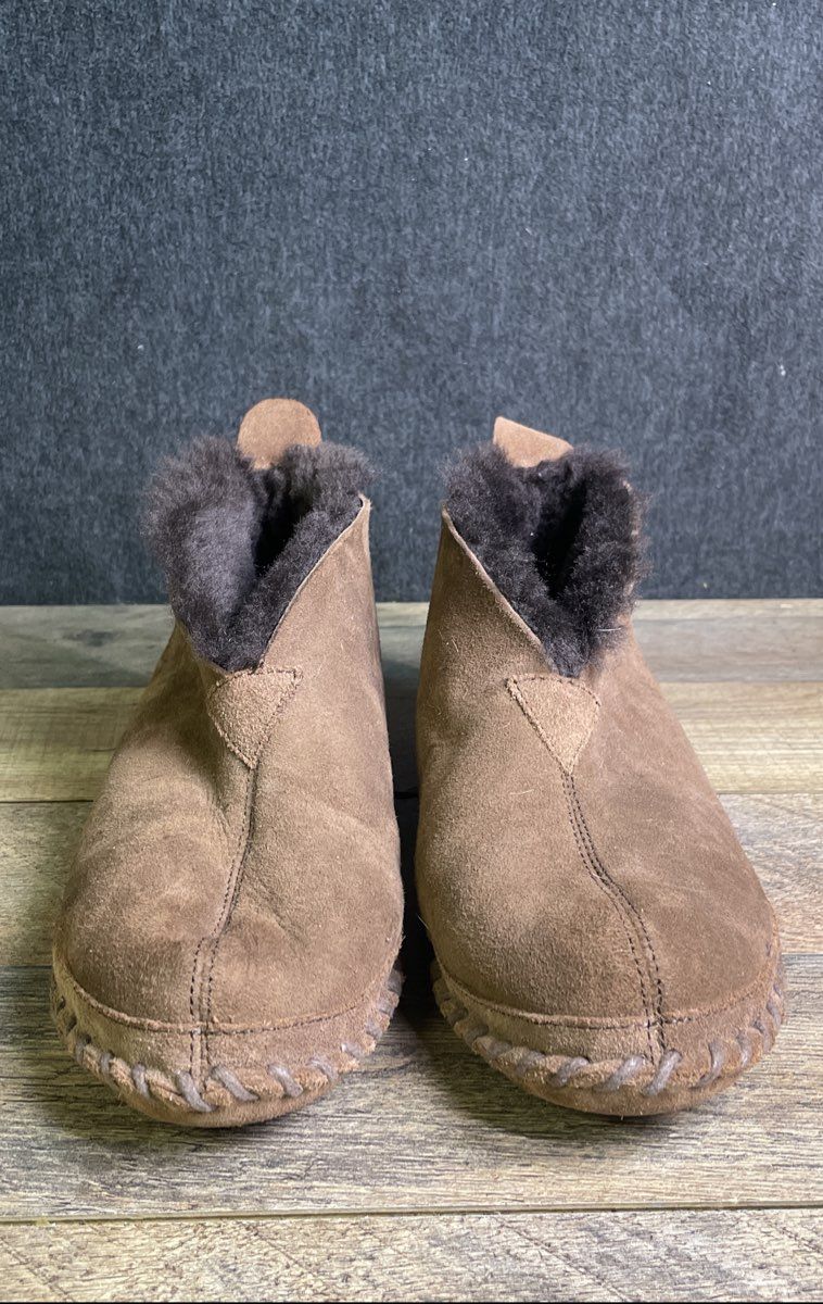 L.L. Bean Women's Brown Suede Shearling Wicked Good Slipper Booties Size 8