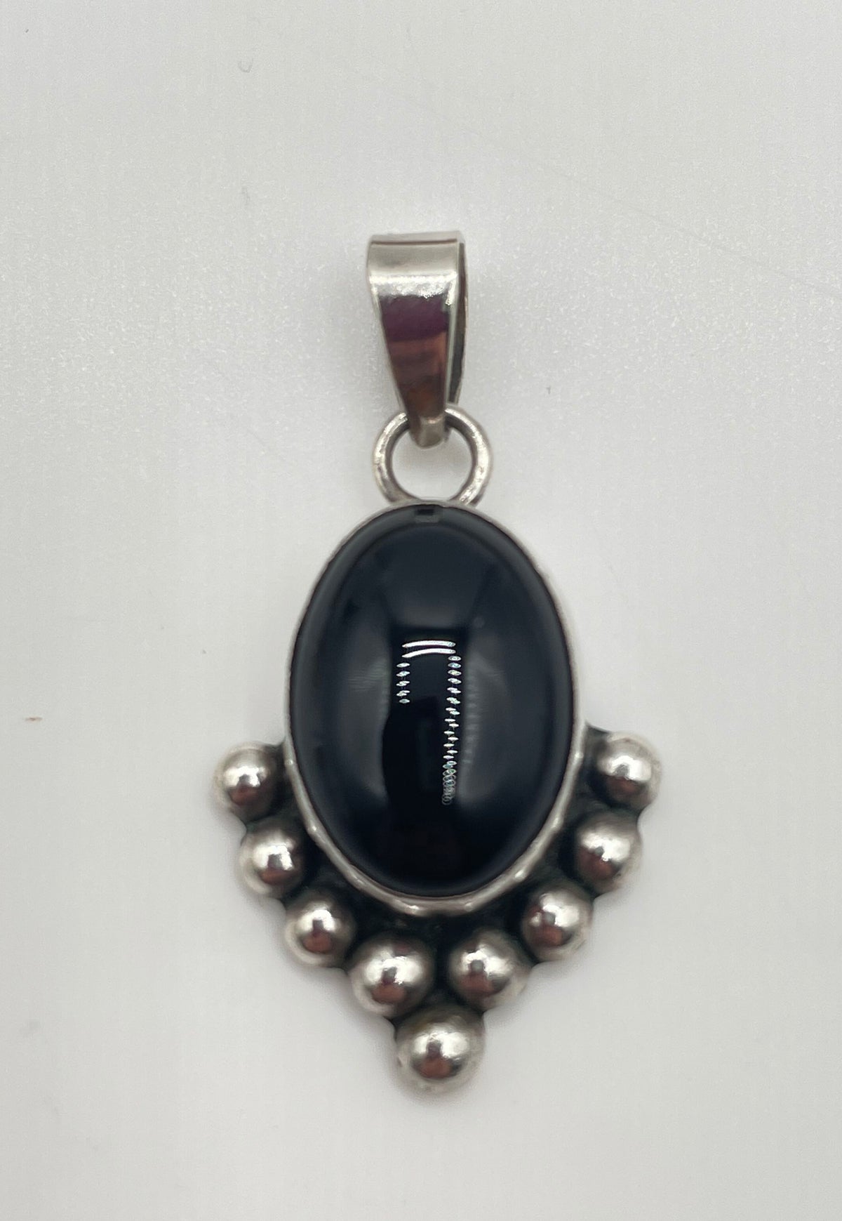 925 Sterling Silver Black Onyx Bead Cluster Accent Pendant 5.8g
