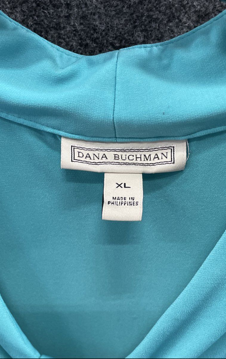 Dana Buchman Women's Teal Drape Neck Sleeveless Blouse Shell Sz XL