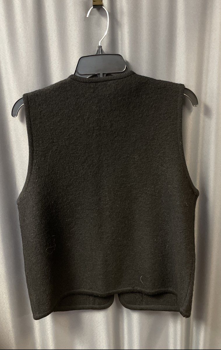 Requirements Women's Black 100% Wool Full Zip Cable Knit Detail Vest Sz M