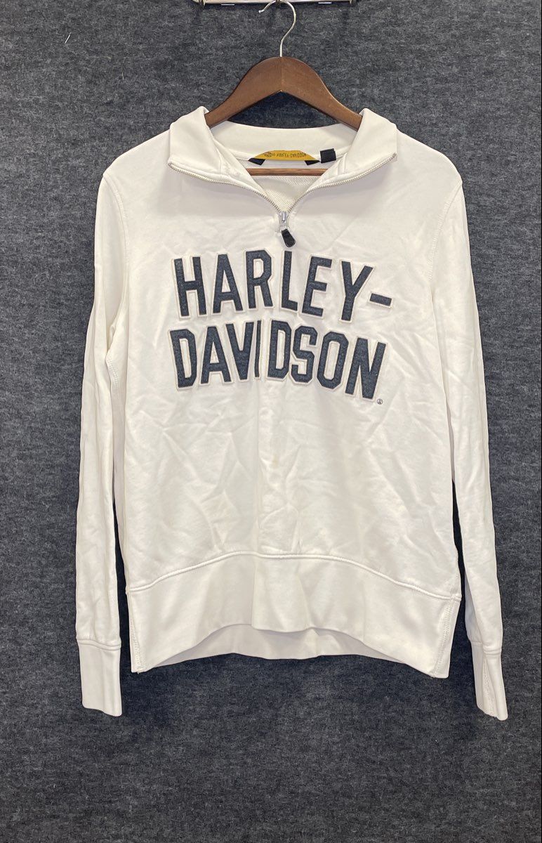 Harley-Davidson Top Lot: White 1/4 Zip Pullover & Bourbon Street NOLA Tee Sz L