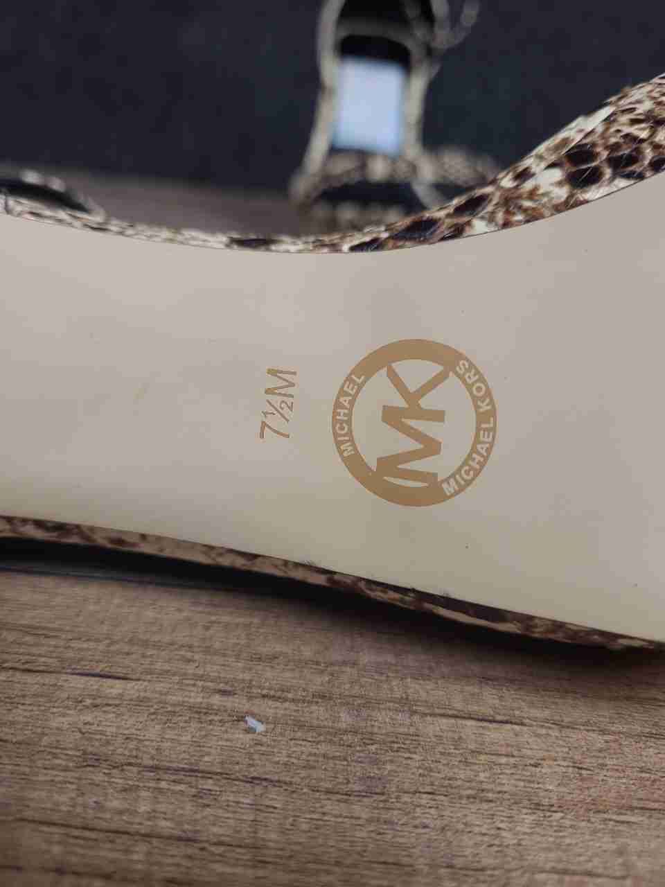 Michael Kors Jordyn Snakeskin Ankle Strap Platform Sandal Heels Size 7.5M