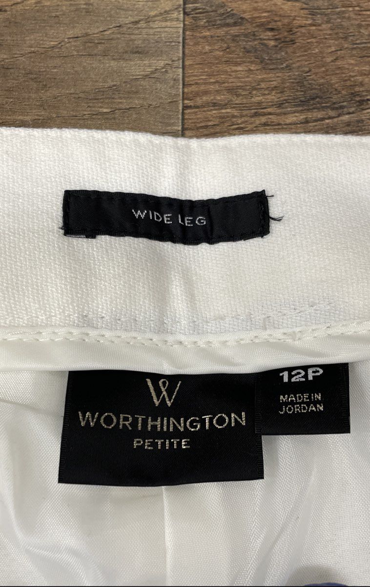 Worthington Women's Ivory Polar Bear Wide Leg Petite Pants NWT Sz 12P
