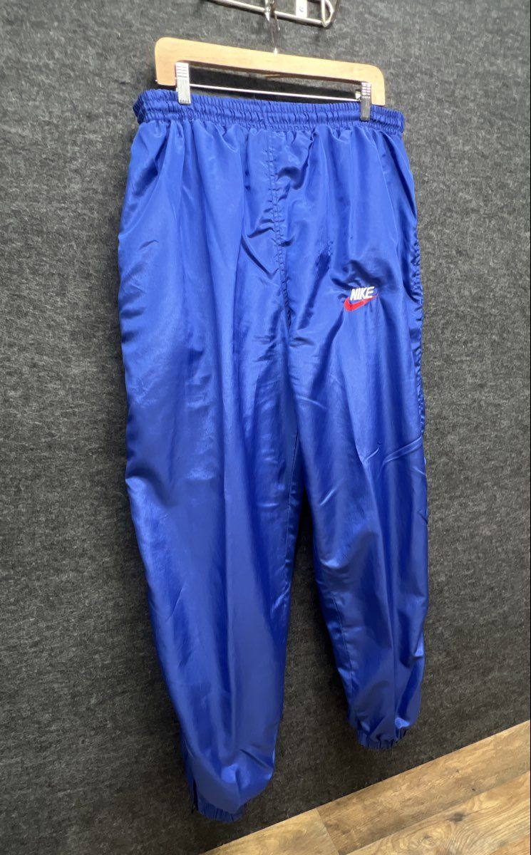 Vintage 90s Nike Men's Blue Nylon Windbreaker Track Pants Baggy Lined Sz XXL