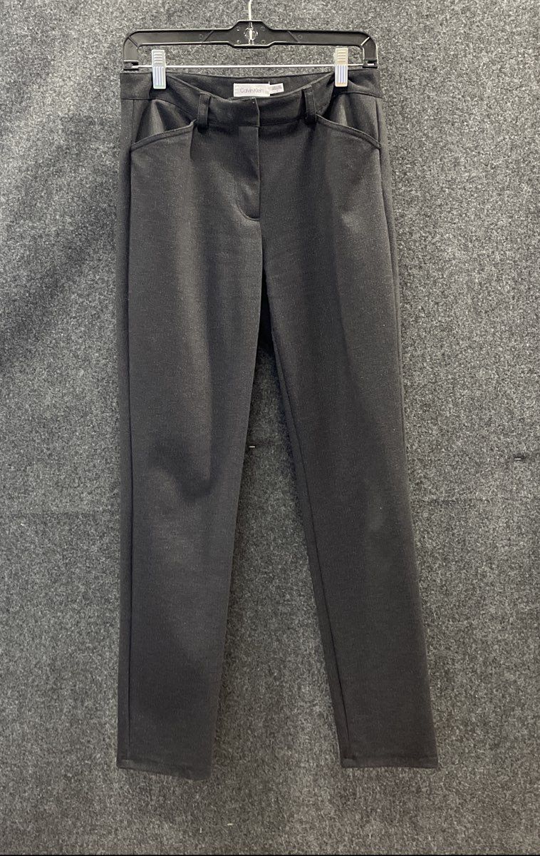 Calvin Klein Women's Gray Stretch Slim Leg Dress Trousers Pants Sz 6