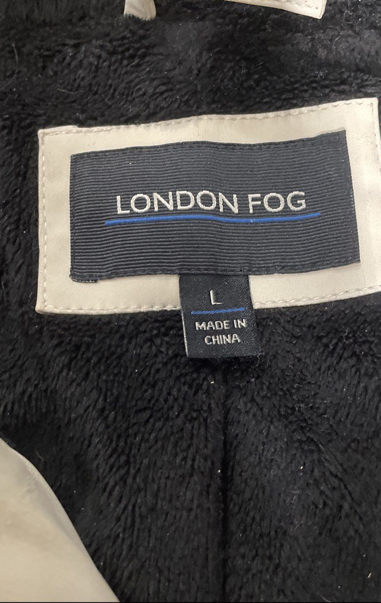 London Fog Women's White Hooded Fleece Lined Polyester Utility Jacket Sz L