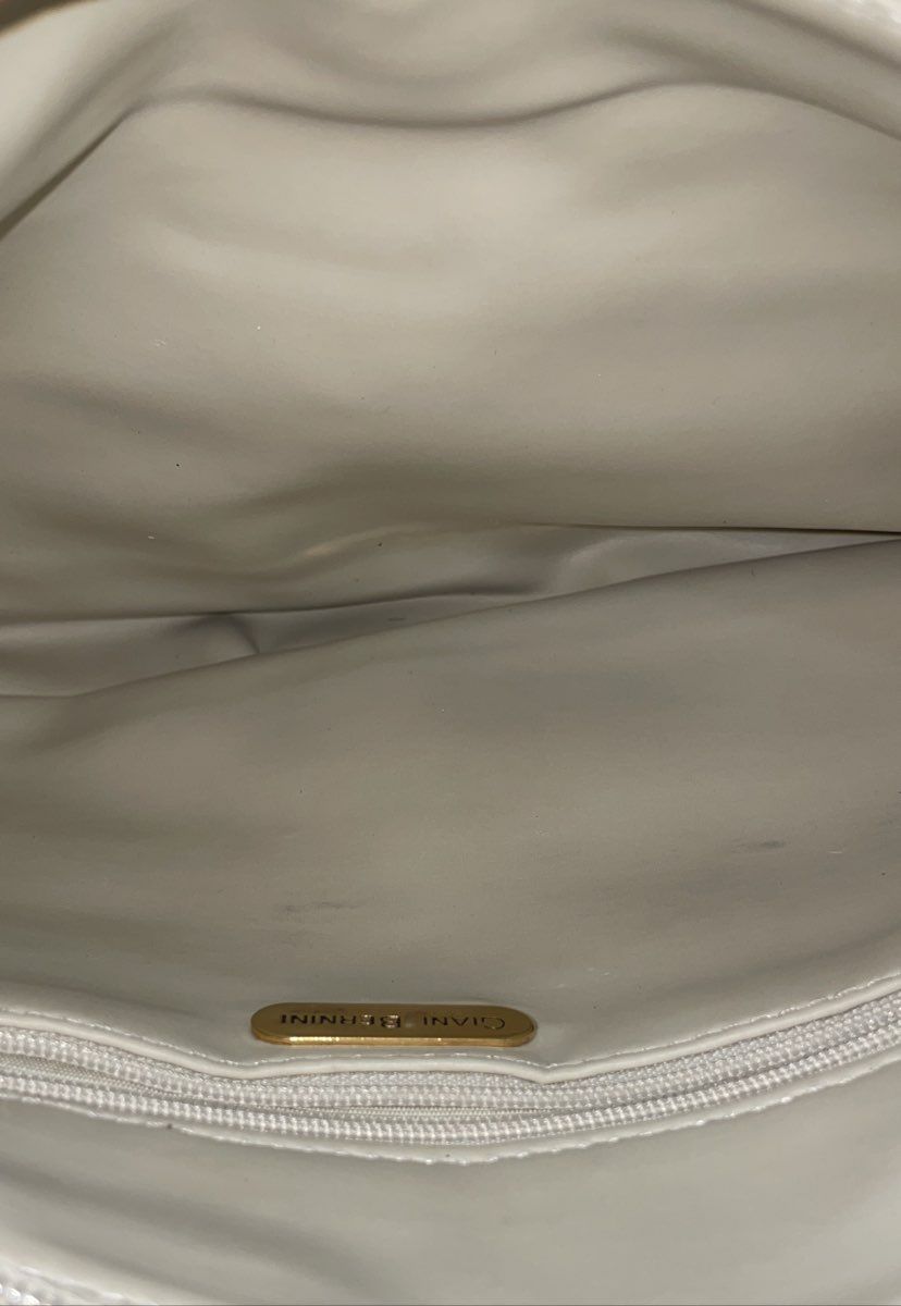 Giani Bernini Grey Smooth Leather Crossbody Shoulder Bag Gold Tone Hardware