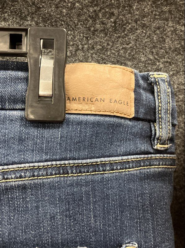 American Eagle Women's Distressed High-Rise Skinny Jeans Blue Stretch Sz 12