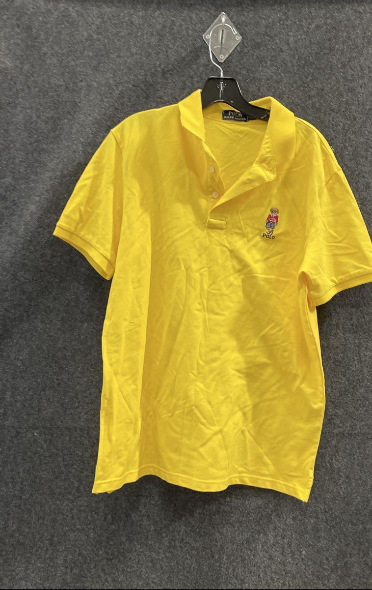 Polo Ralph Lauren Men's Yellow Polo Bear Short Sleeve Pique Cotton Shirt Sz XL