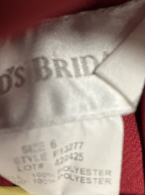 David's Bridal Women's Red Satin Pleated Bust Ruched Cocktail Dress Size 6